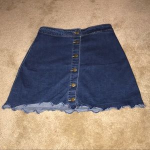 Button down jean mini skirt